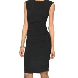 Ashley Graham Beyond Black Sleeveless Ruched Drawstring Side Dress Size 16